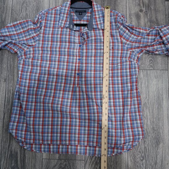 Tommy Hilfiger Womens Plaid 1/2 Button Up Long Sleeve Roll Up 3/4 Sleeve Blouse - Picture 14 of 17